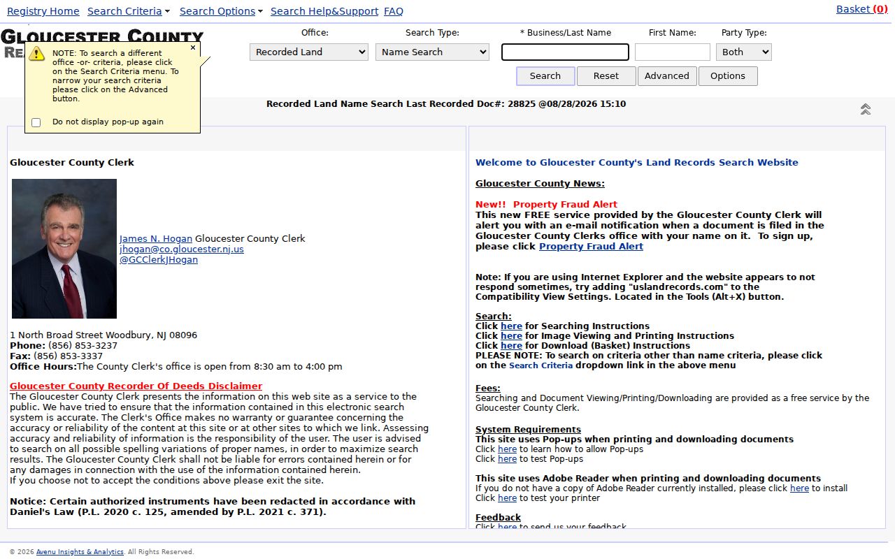 Gloucester County previous residents deed-search portal