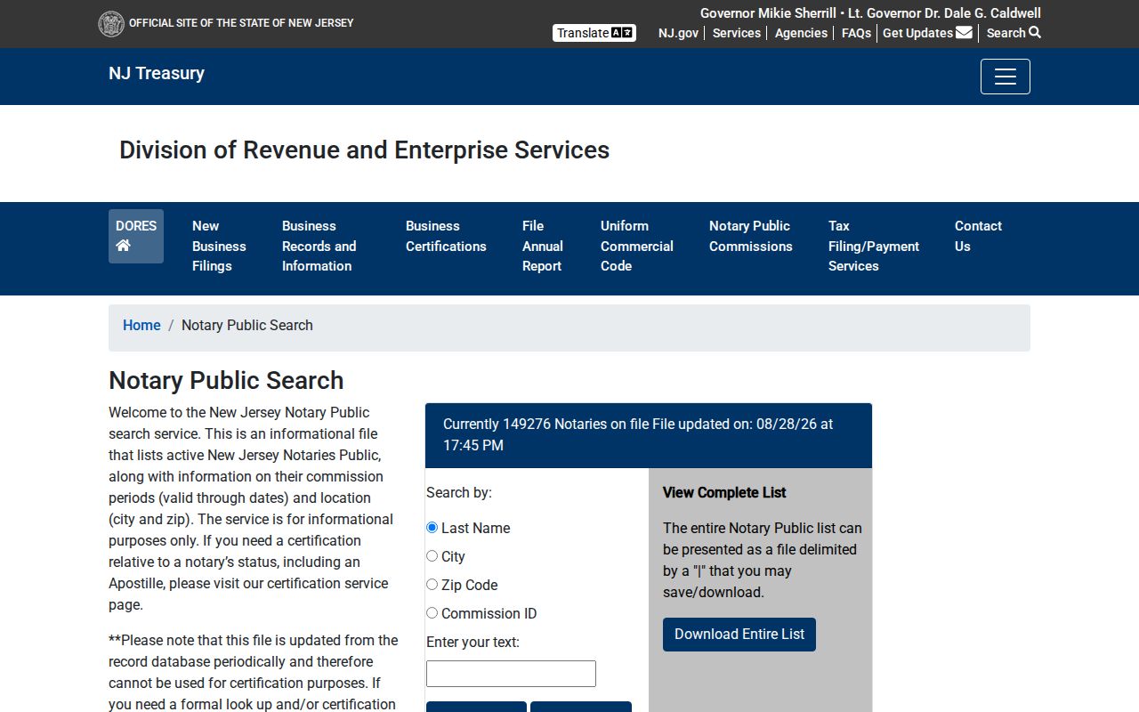 Gloucester County resident lookup using New Jersey notary search fields