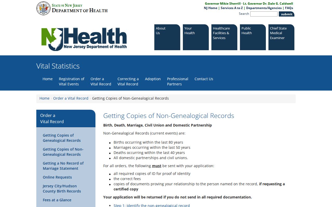 Gloucester County resident lookup using New Jersey current vital records rules